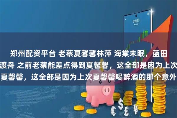 郑州配资平台 老蔡夏馨馨林萍 海棠未眠，蓝田日暖，青山衔月，桃花渡舟 之前老蔡能差点得到夏馨馨，这全部是因为上次夏馨馨喝醉酒的那个意外
